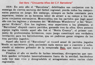 Bau en el Barcelona de la temporada 1914