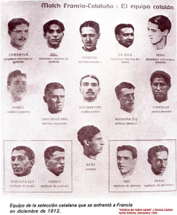 Equipo de la selección catalana que se enfrentó a Francia en diciembre de 1912
